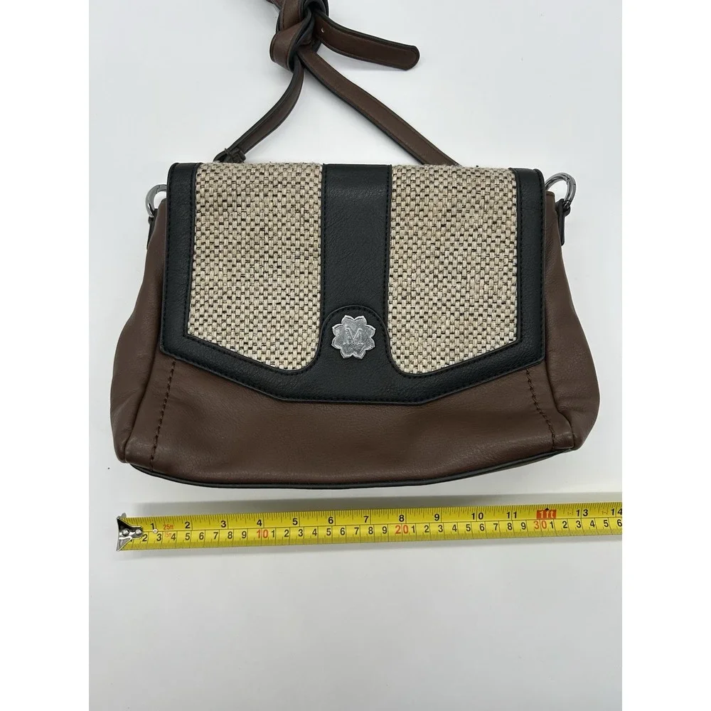 Magnolia and Vine Versa Custom Crossbody Purse Brown Leather Black Khaki Flap